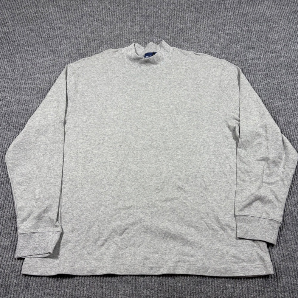Basic Editions Shirt Womens XL Gray Mock Neck Long Sleeve Cotton Knit